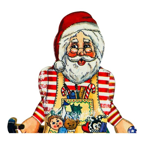 Vintage Wooden Stumpy Santa Pull String Jumping Jack Christmas Ornament Toy READ - Picture 3 of 6